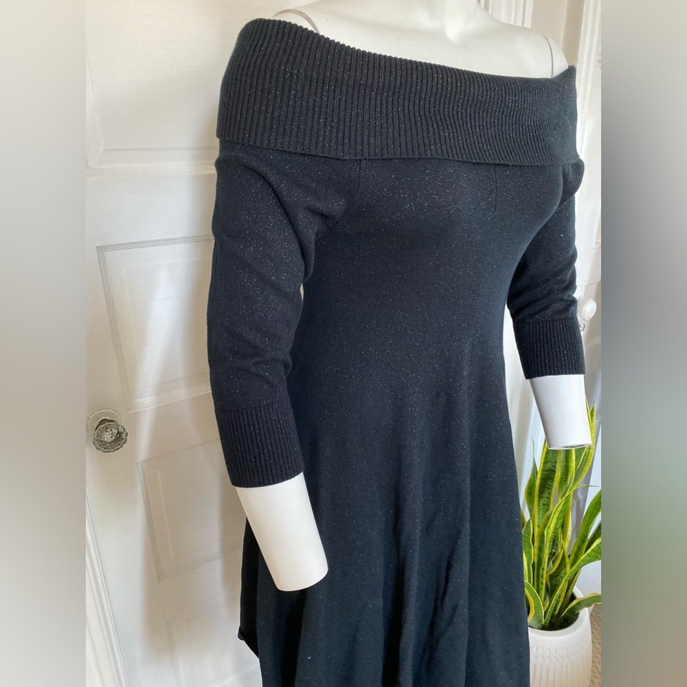TORRID BLACK SHIMMER OFF THE SHOULDER SWEATER DRESS NEW WITH TAGS size 1 - Picture 5 of 8